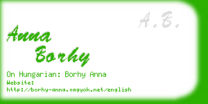 anna borhy business card